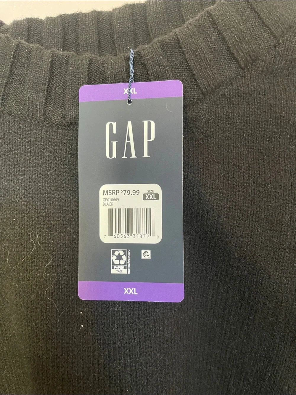 GAP‎ Black Ribbed Crewneck Sweater